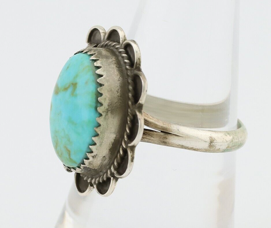 Navajo Handmade Ring 925 Silver Kingman Turquoise Native American Artist C.80's