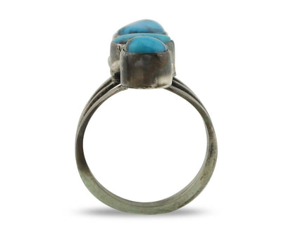 Navajo Ring 925 Silver Natural Blue Turquoise Native American Artist C.80's