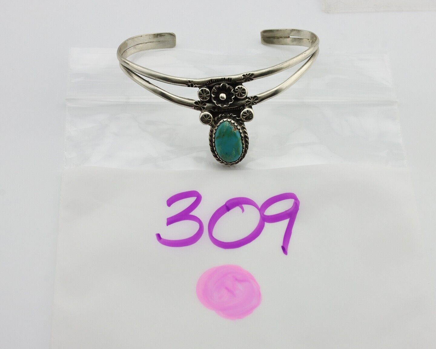 Navajo Bracelet 925 Silver Kingman Turquoise Artist Native American C.80's