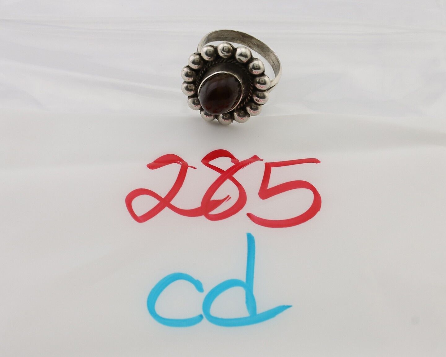 Navajo Handmade Ring 925 Silver Natural Fire Opal Native Artist Size 7.0 C.80's