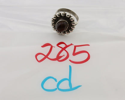 Navajo Handmade Ring 925 Silver Natural Fire Opal Native Artist Size 7.0 C.80's