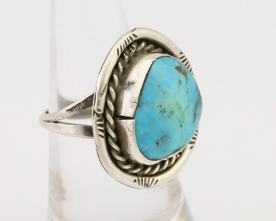 Navajo Handmade Ring 925 Silver Turquoise Native American Artist C.80's