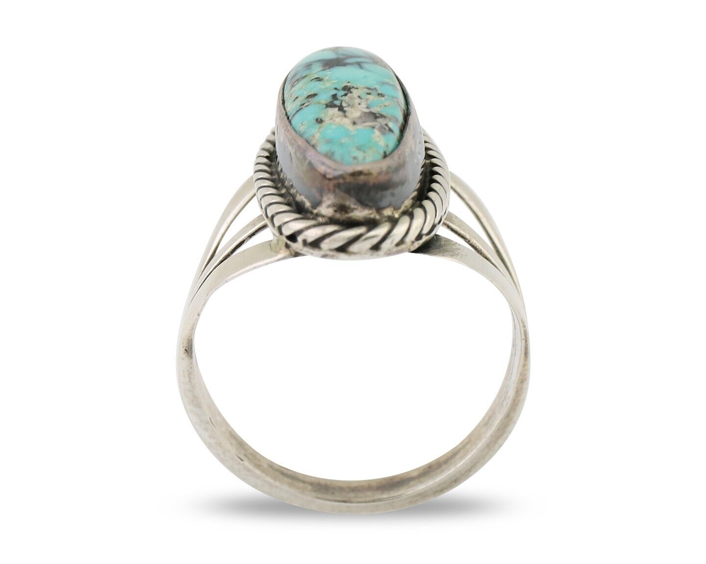Navajo Ring 925 Silver Natural Turquoise Native American Artist C.80's