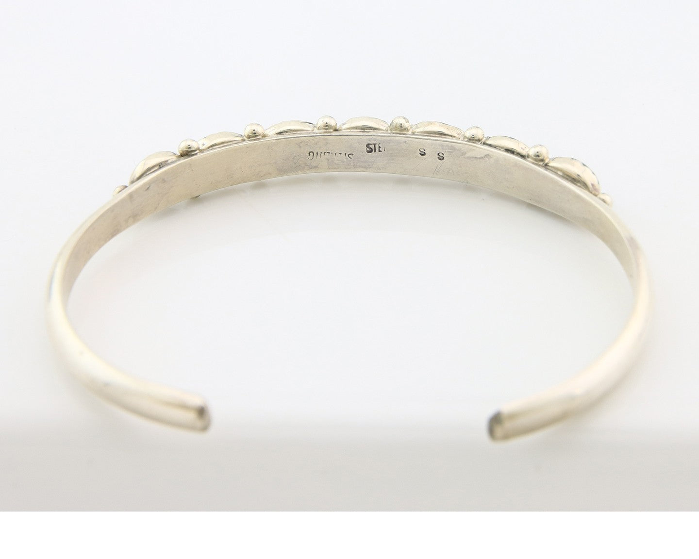 Navajo Cuff Bracelet Sterling Silver Natural Malachite Vintage Signed SS