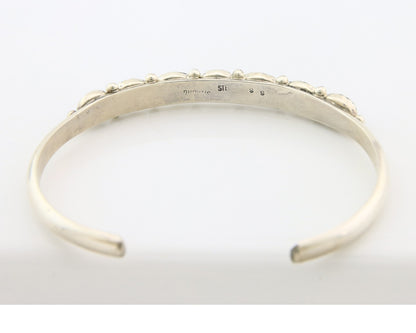 Navajo Cuff Bracelet Sterling Silver Natural Malachite Vintage Signed SS