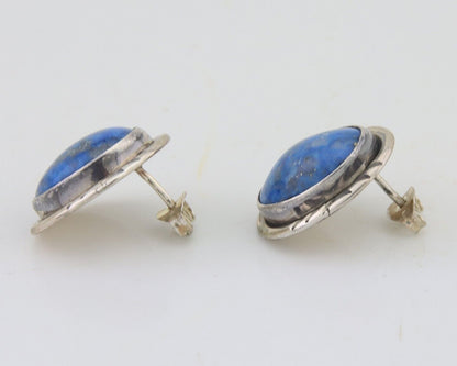 Navajo Paw Earrings 925 Silver Blue Denim Lapis Native American Artist C.80's