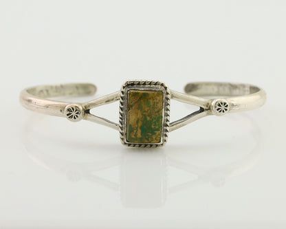 Navajo Handmade Bracelet 925 Silver Natural Green Turquoise Native American C80s