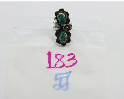Navajo Ring .925 Silver Kingman Turquoise Aritst Signed LD C.1980's