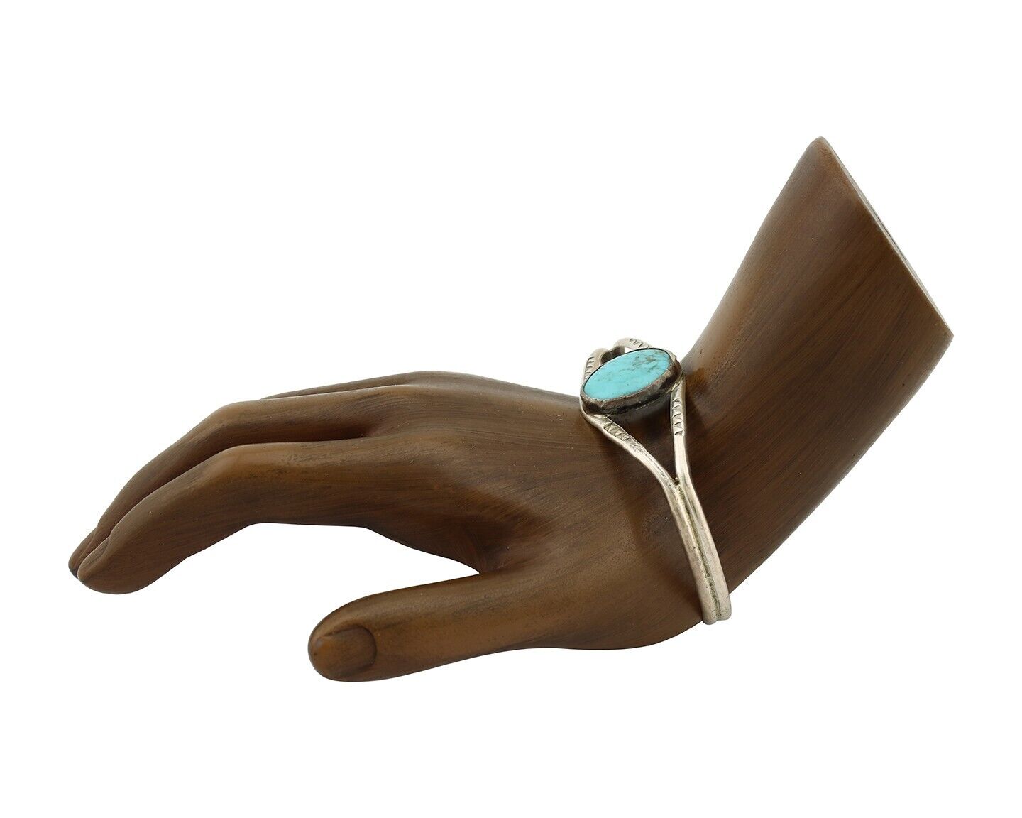 Navajo Bracelet 925 Silver Natural Blue Turquoise Artist Signed JH C.80's