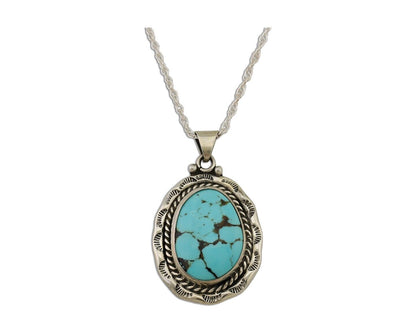 Navajo Pendant 925 Silver Spiderweb Turquoise Signed M Montoya C.90's