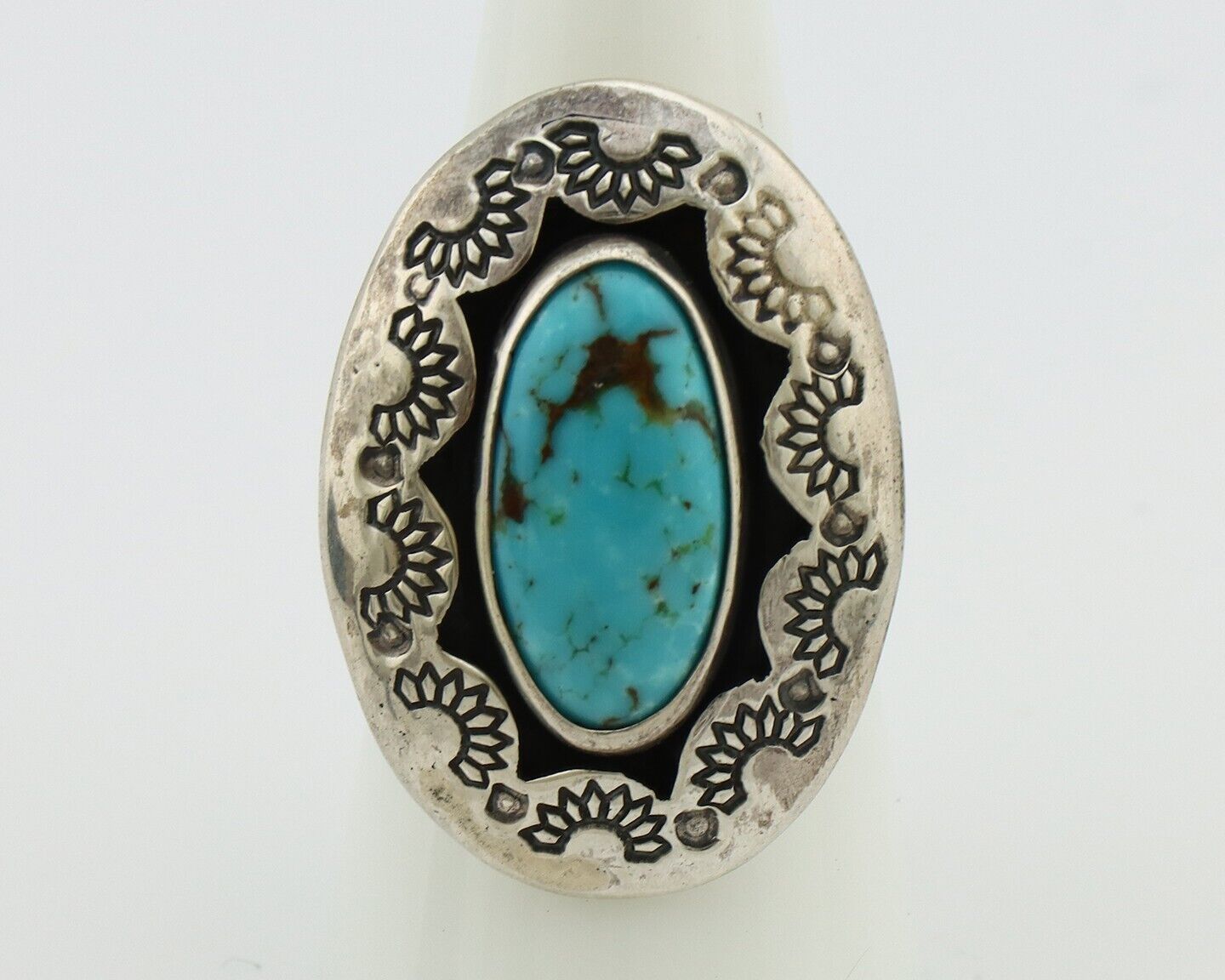 Navajo Ring 925 Silver Natural Blue Turquoise Signed M Montoya C.80's