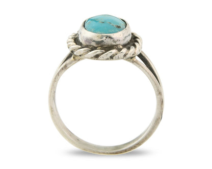 Navajo Ring 925 Sterling Natural Mined Arizona Turquoise C.80's Size 6.0