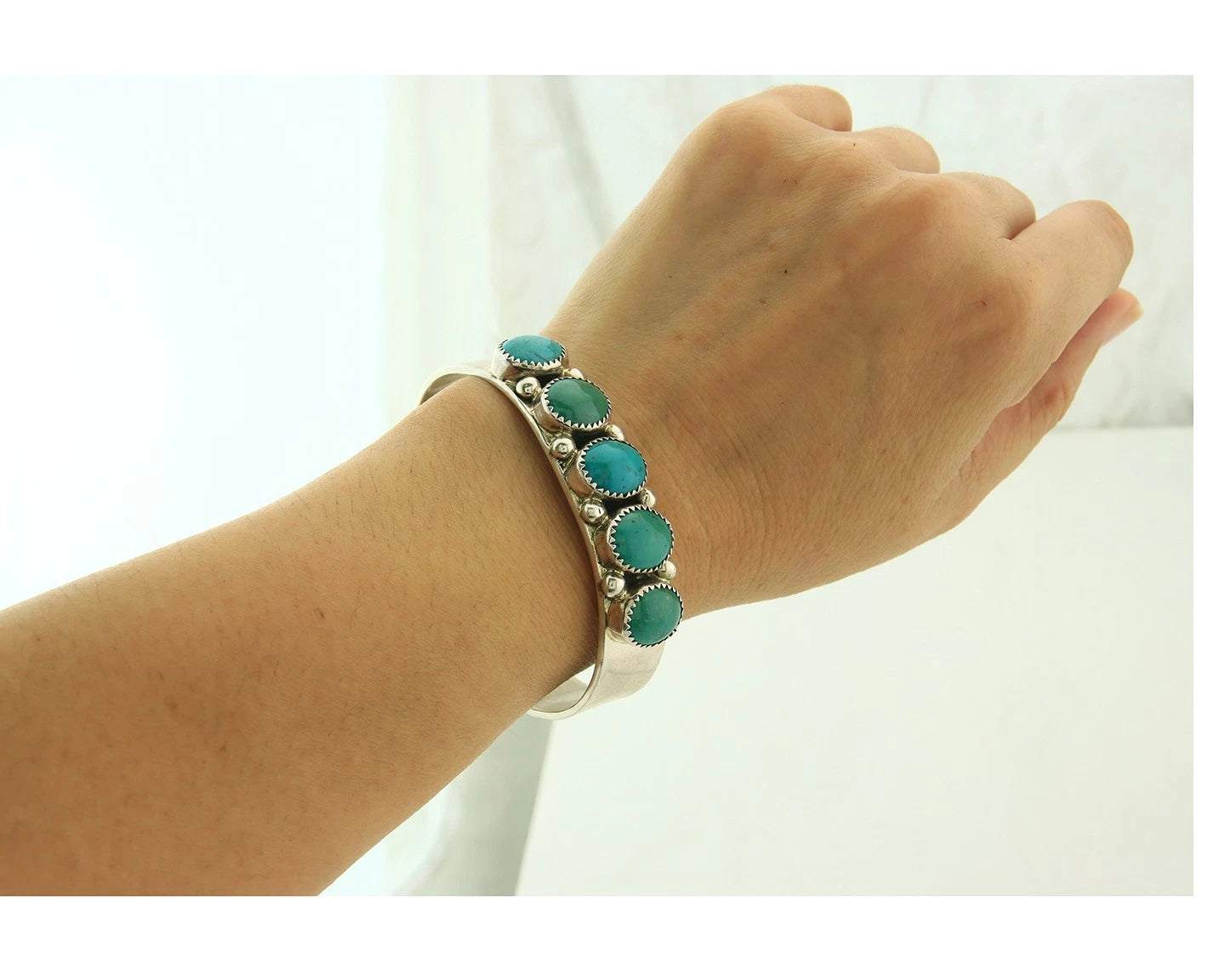 Navajo Cuff Bracelet 925 Sterling Silver Turquoise Vintage Signed C Jones