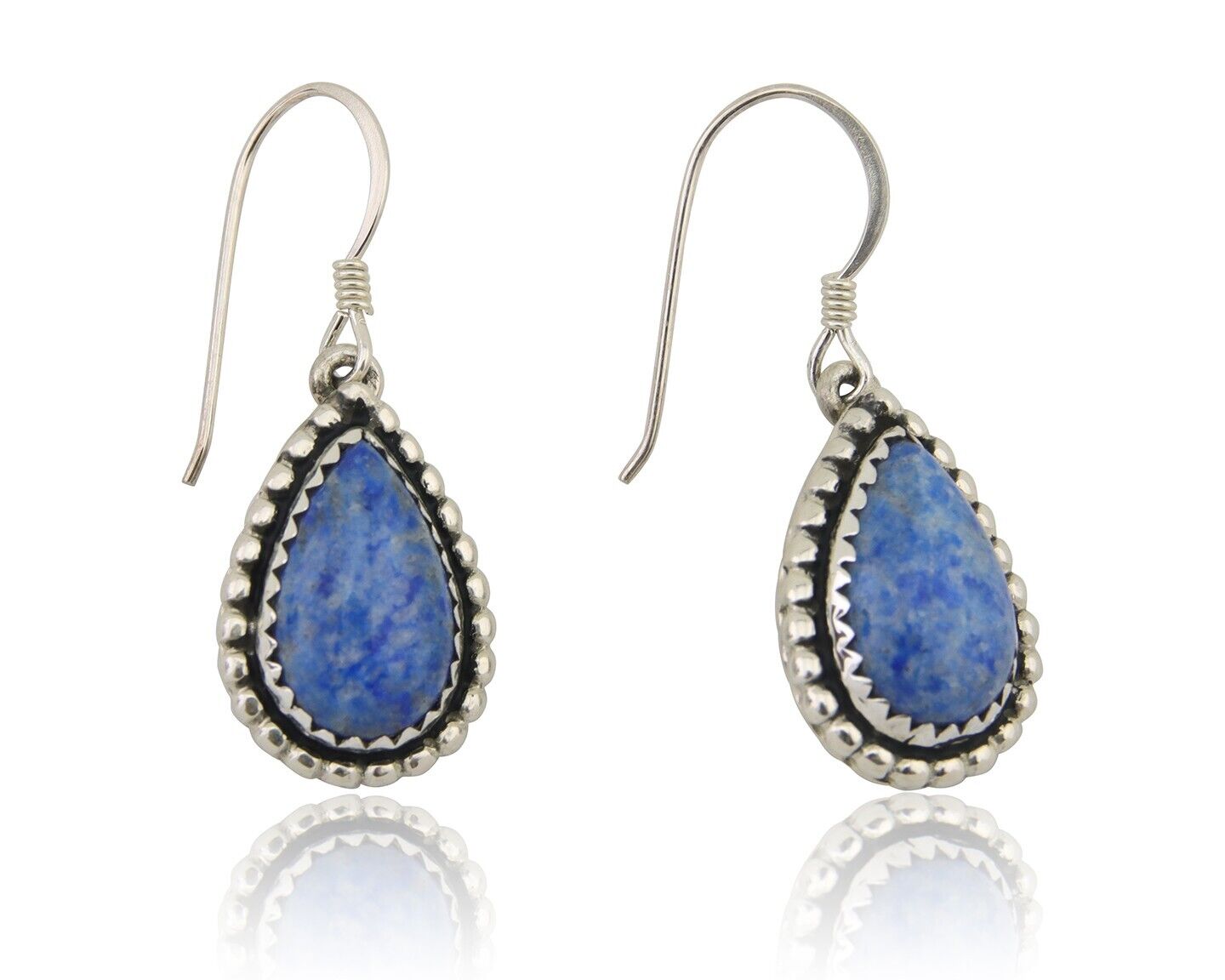 Navajo Earrings 925 Silver Blue Denim Lapis Artist Signed First Eagle C.80's