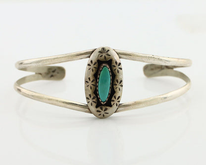 Navajo Bracelet 925 Silver Kingman Turquoise Artist Signed IJC C.80's