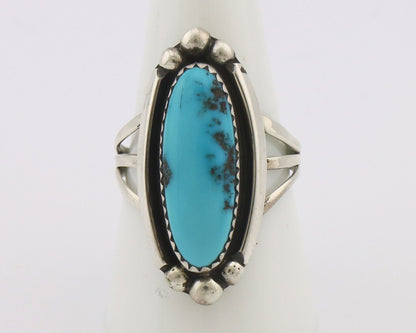 Navajo Ring .925 Silver Sleeping Beauty Turquoise Signed SkyStone Creations C80s