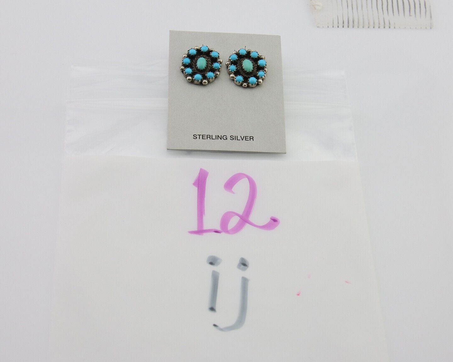 Navajo Snake Eye Earrings 925 Silver Sleeping Beauty Native Artist C80s