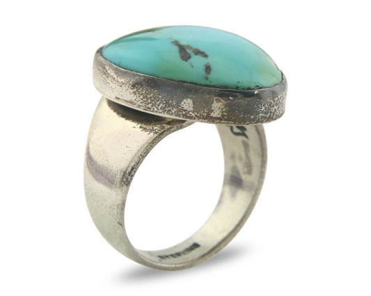 Navajo Ring 925 Sterling Turquoise Handmade Signed M Montoya C.80's Sz 9.75