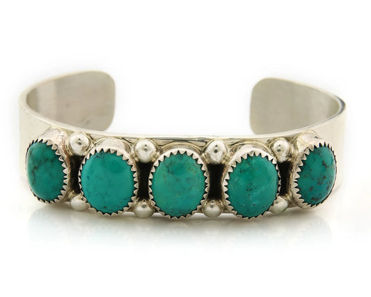 Navajo Cuff Bracelet Sterling Silver Turquoise Vintage Native Art Signed C Jones