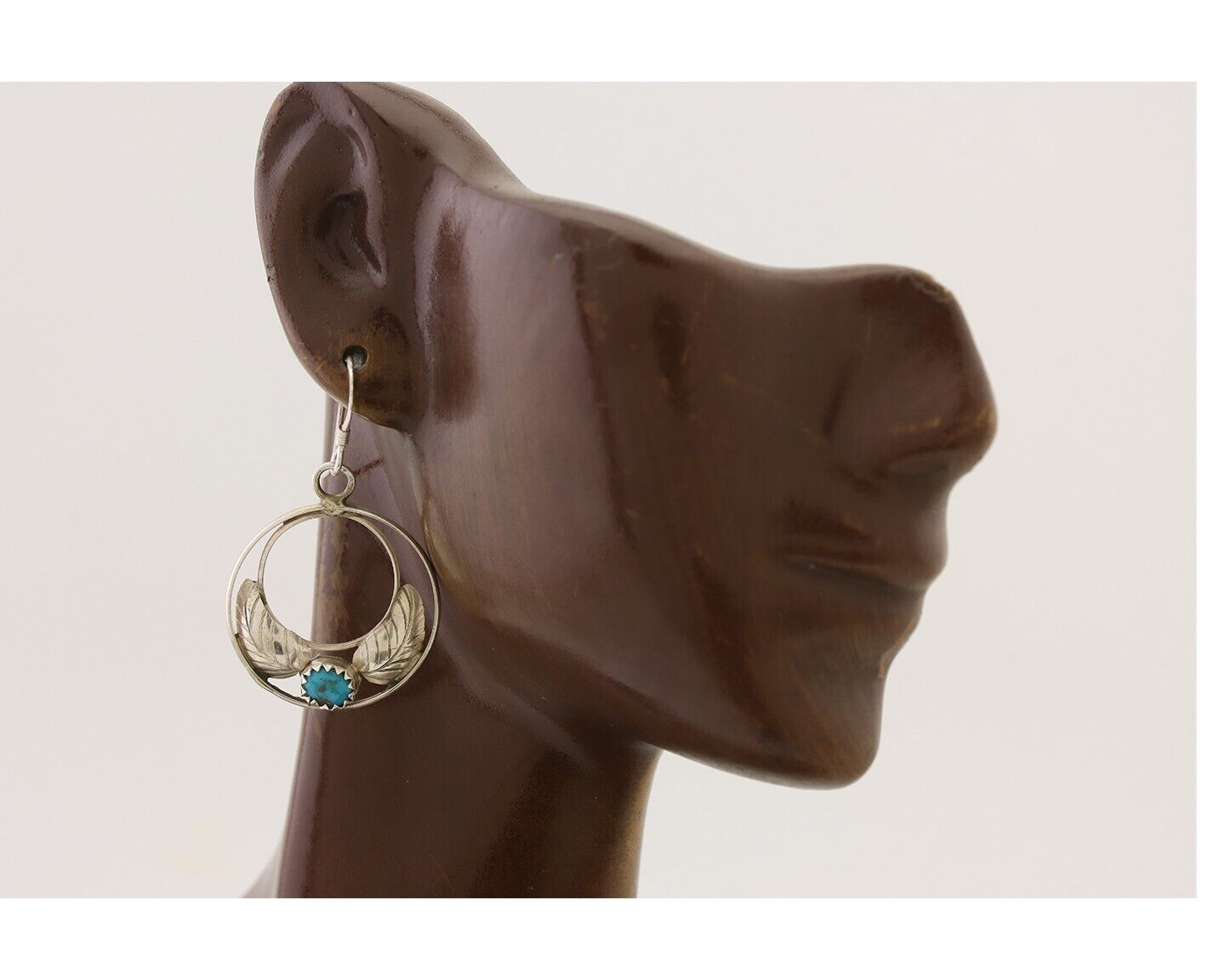 Navajo Handmade Dangle Earrings 925 Silver Blue Turquoise Native Artist C.80s