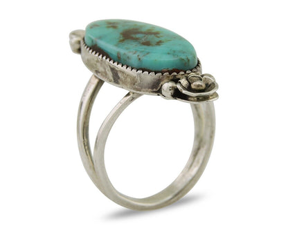 Navajo Ring 925 Silver Natural Blue Turquoise Native American Artist C.80's