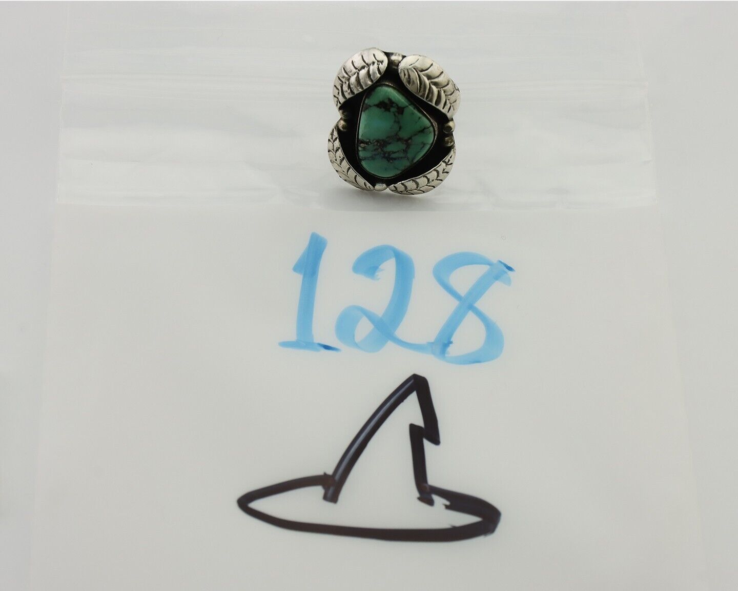 Navajo Ring 925 Silver Natural Turquoise Native American Artist C.80's