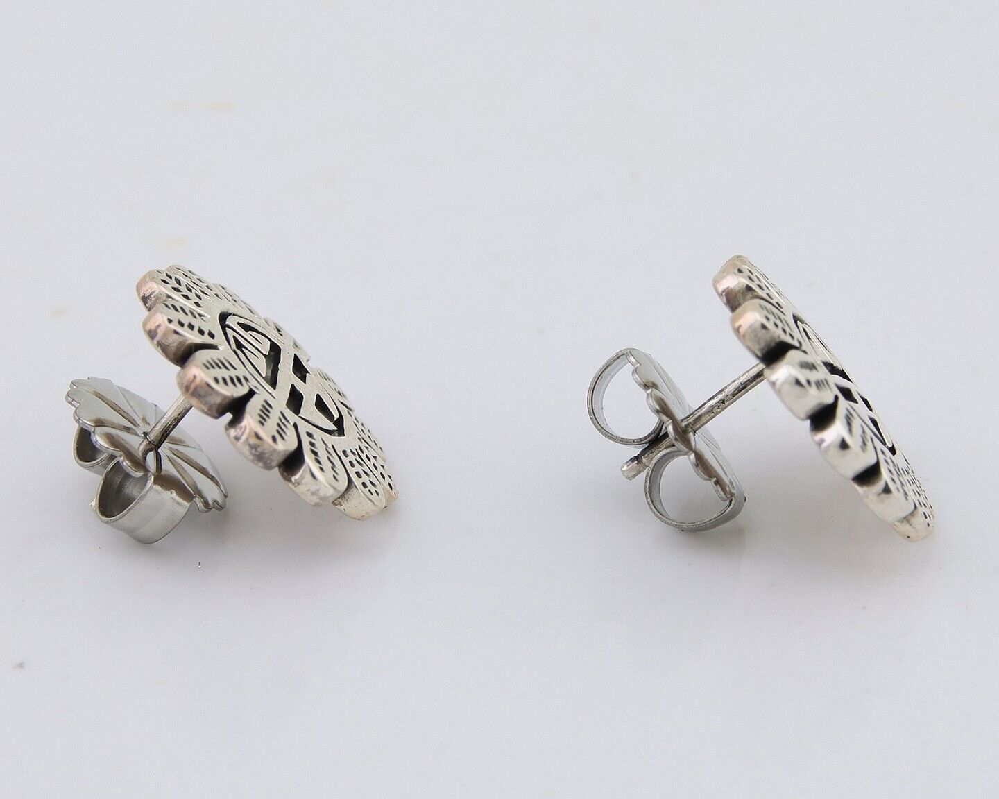 Navajo Tiwa Sun Earrings 925 Silver Native American Artist C.80's