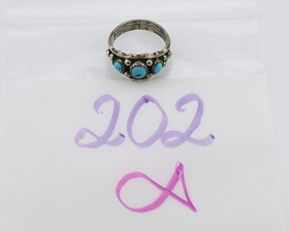 Navajo Ring 925 Silver Blue Turquoise Artist Signed SkyStone Creations C.80's
