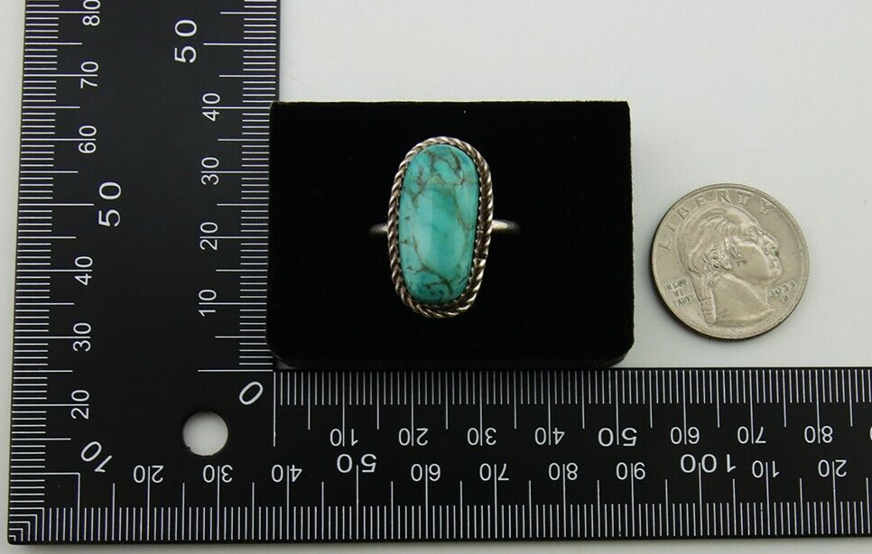 Navajo Ring 925 Sterling Silver Turquoise Native American Artist C.80's
