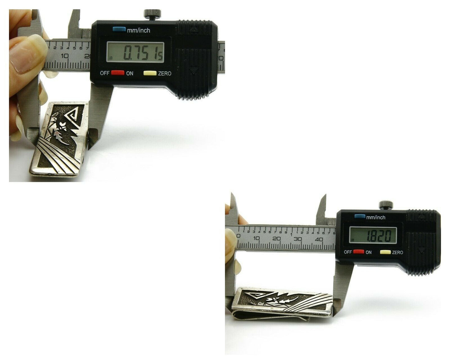 Navajo Money Clip .925 Silver & Nickle Hand Stamped Artist Richard Begay