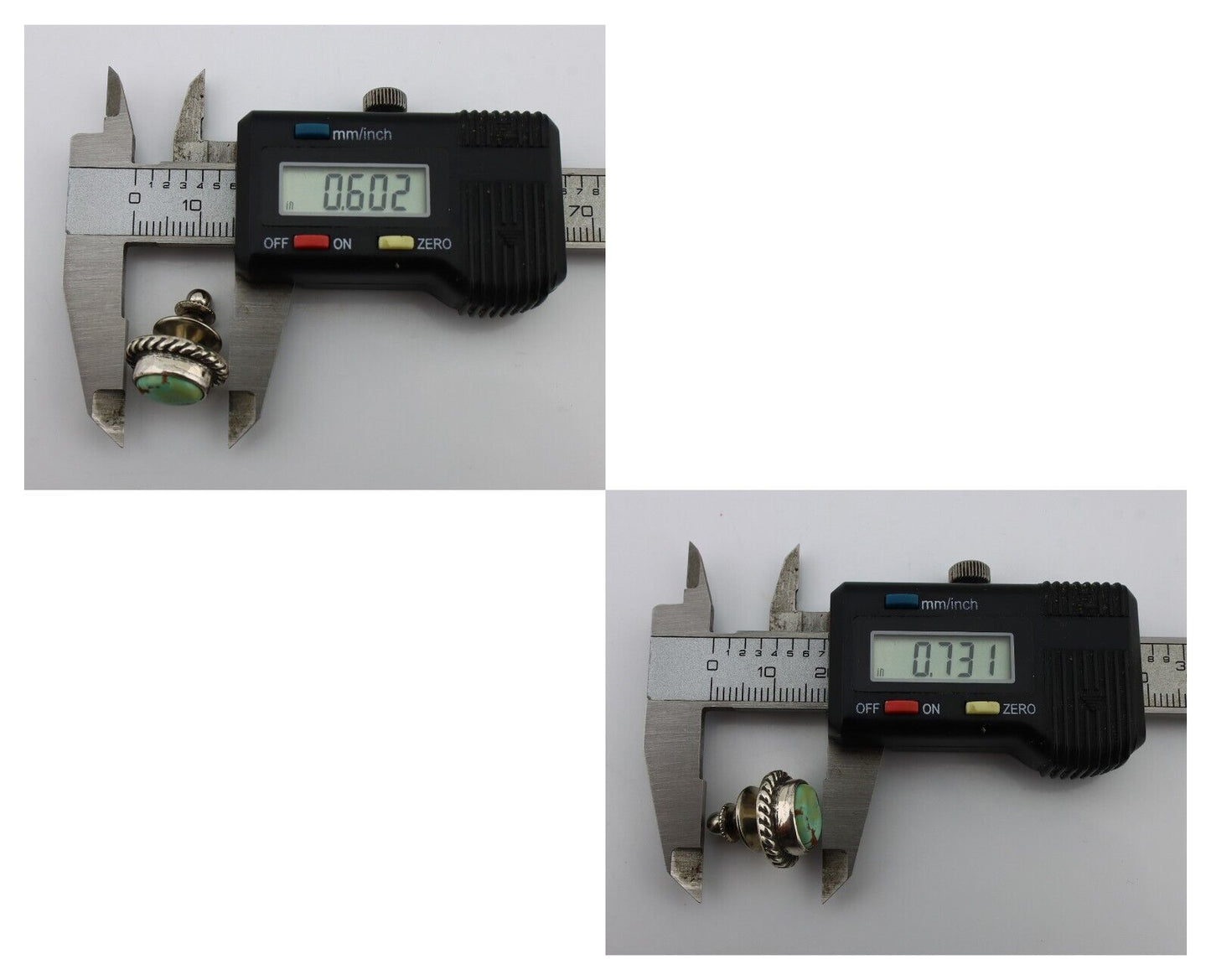 Navajo Tie Tack 925 Silver Natural Mined Turquoise Native American Artist C.80's