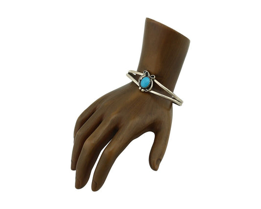 Navajo Slave Bracelet 925 Silver Natural SB Turquoise Native American C.80's
