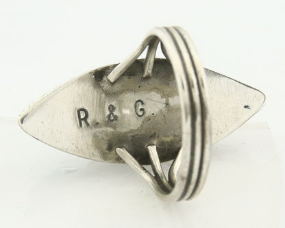 Vintage Zuni Ring 925 Sterling Silver Gemstone Signed R & GT Size 6.0