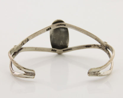 Navajo Hand Stamped Cuff Bracelet Turquoise 925 Silver Native American Artist