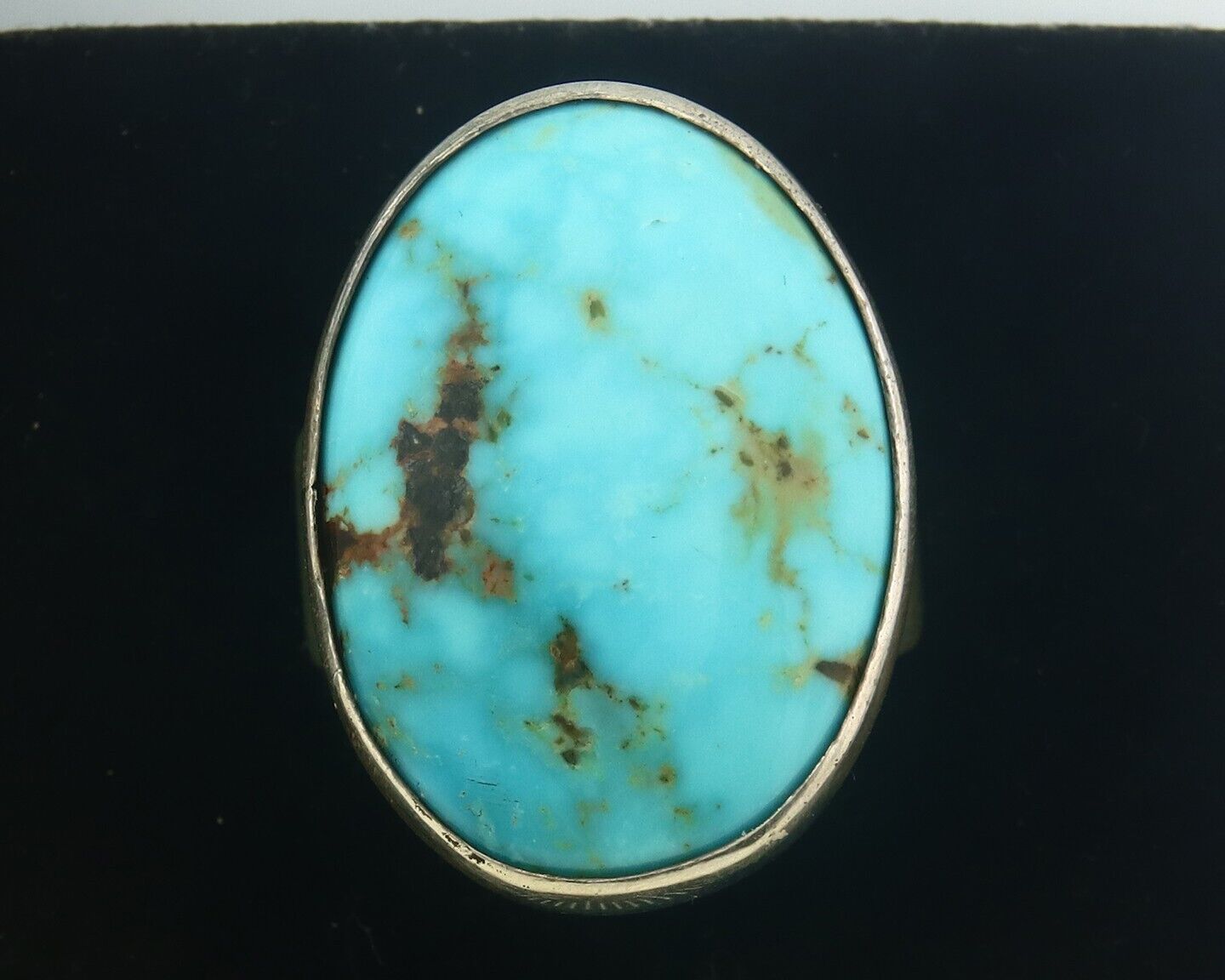 Navajo Ring 925 Sterling Turquoise Handmade Signed M Montoya C.80's Size 10.25