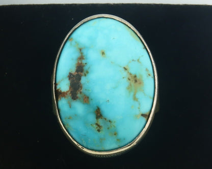 Navajo Ring 925 Sterling Turquoise Handmade Signed M Montoya C.80's Size 10.25