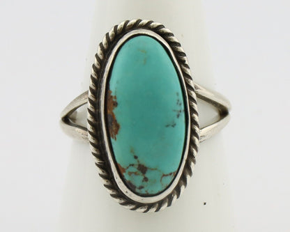 Navajo Ring 925 Silver Kingman Turquoise Native American Artist C.80's