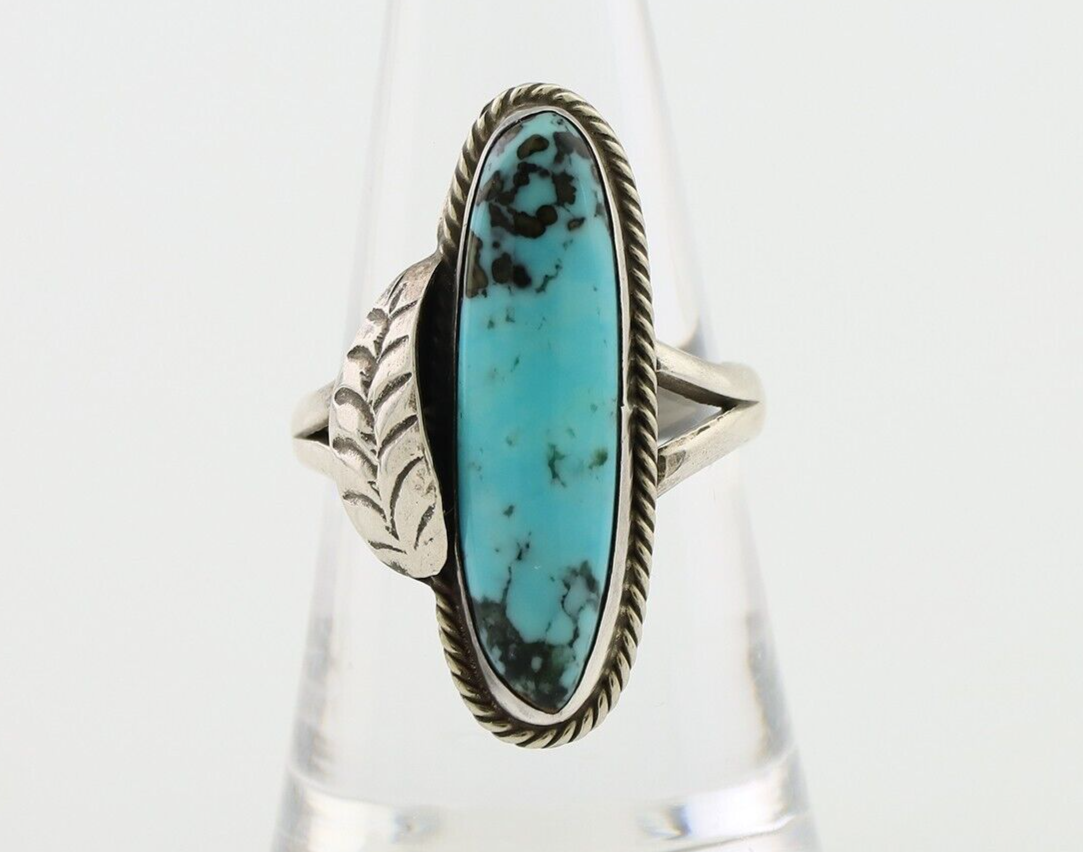 Navajo Handmade Ring 925 Silver Natural Turquoise Native American Artist C.80's