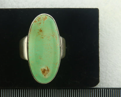 Navajo Men Ring 925 Sterling Natural Green Turquoise Signed M Montoya C.80's