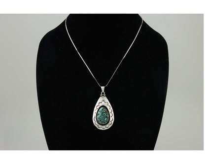 Navajo Necklace 925 Silver Natural Blue Turquoise Artist Tony Guerro C.80's