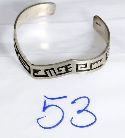 VTG Navajo Indian Handmade Lighting Tribal Pattern .925 Silver Cuff Bracelet