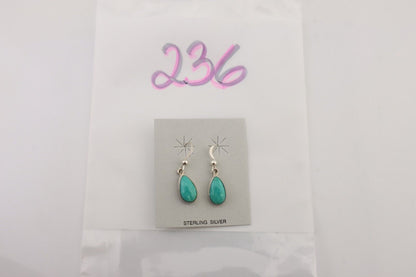 Navajo Dangle Earrings 925 Silver Natural Blue Turquoise Artist Signed M C.80's