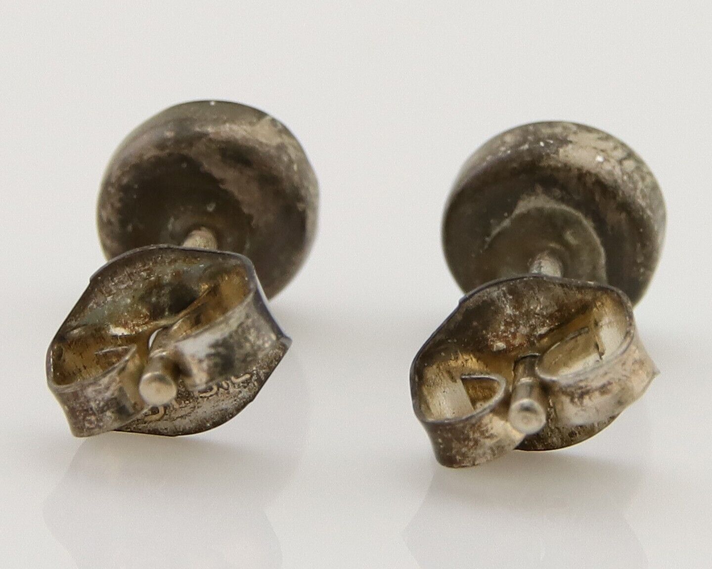 Navajo Earrings 925 Silver Inlaid Natural Onyx & Turquoise Native American C.80s