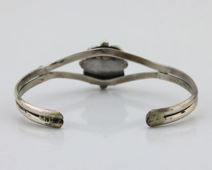 Navajo Bracelet 925 Silver Natural Red Coral Native American Artist C.80's