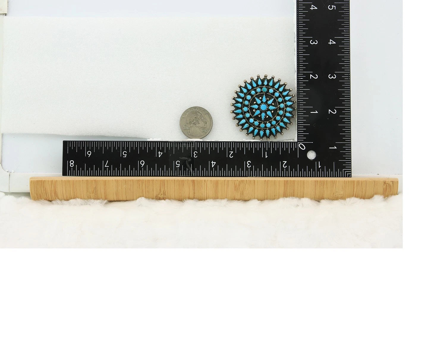 Navajo Handmade Pin Sterling Silver Turquoise Vintage Artist Signed LMB