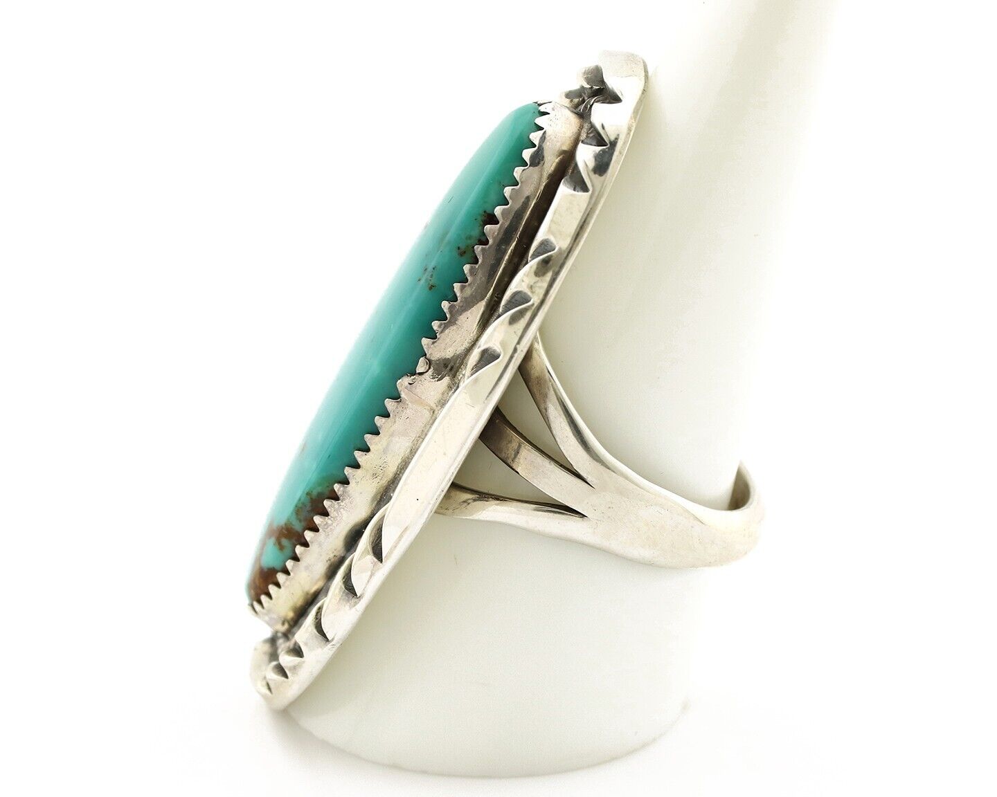 Navajo Ring 925 Silver Natural Mined Turquoise Signed Phillip Zachary C.80s