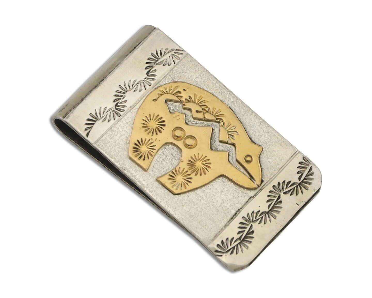 Navajo Money Clip .925 Silver Gold Plate & .999 Nickle Native Artist C.80's