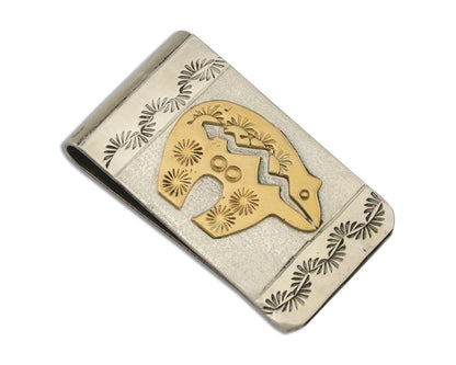 Navajo Money Clip .925 Silver Gold Plate & .999 Nickle Native Artist C.80's