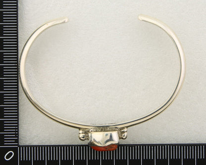 Navajo Bracelet .925 Silver Mediterranean Red Coral Cuff Native Artist C.80's