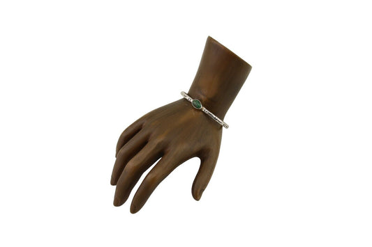 Navajo Hand Stamped Cuff Bracelet Turquoise 925 Silver Native American Artist